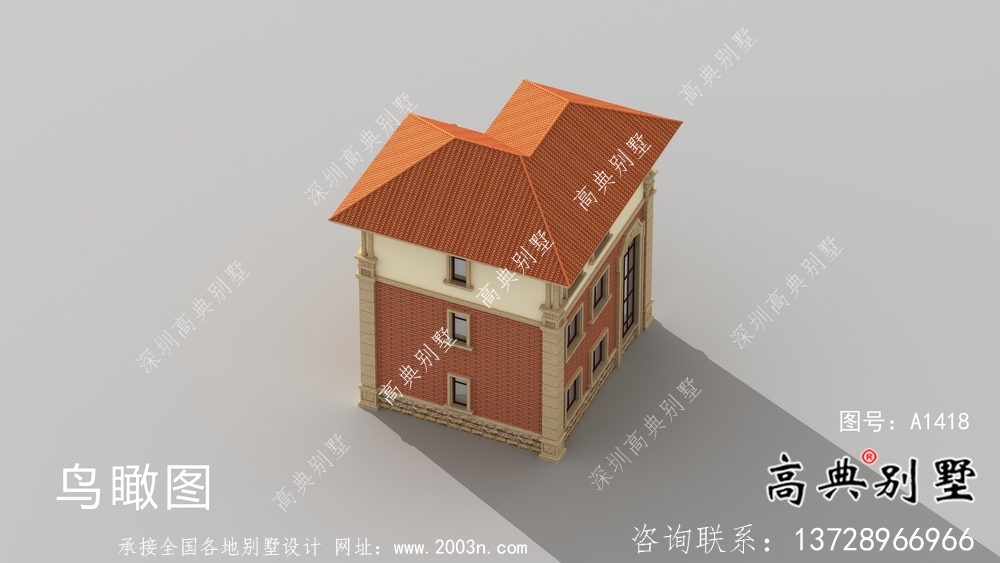全套法式風格三層坡屋頂別墅方案帶效果圖