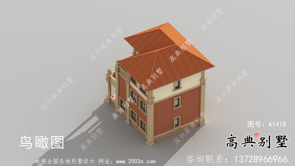 全套法式風格三層坡屋頂別墅方案帶效果圖