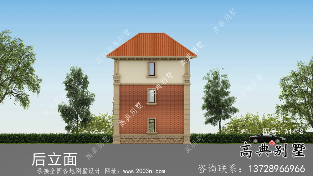 全套法式風格三層坡屋頂別墅方案帶效果圖