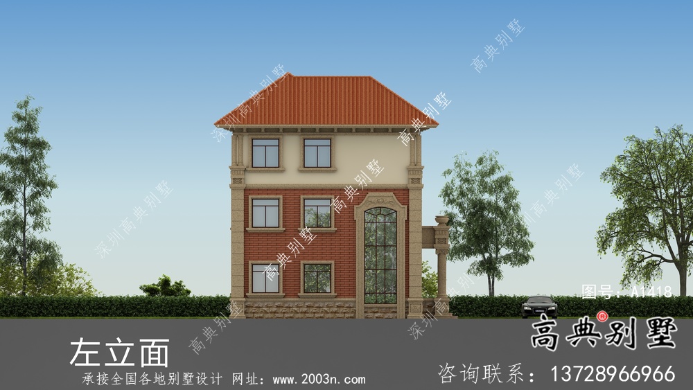 全套法式風格三層坡屋頂別墅方案帶效果圖