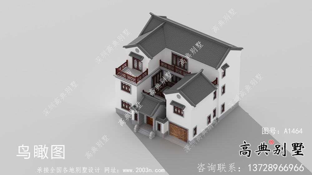 大型新中式三層別墅建筑方案設計帶效果圖