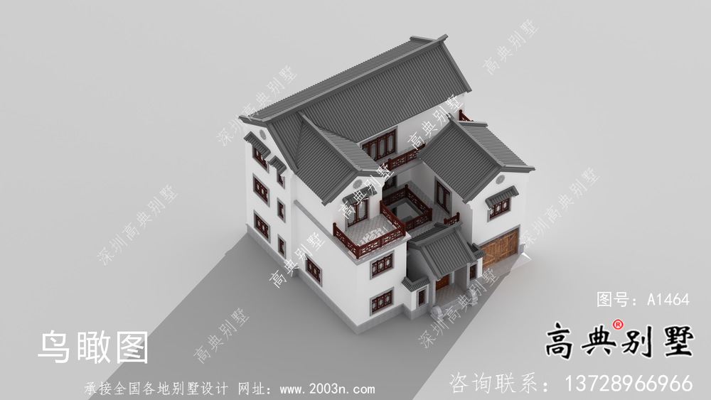 大型新中式三層別墅建筑方案設計帶效果圖