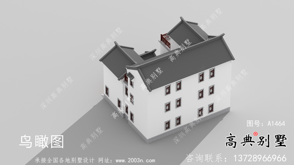 大型新中式三層別墅建筑方案設計帶效果圖