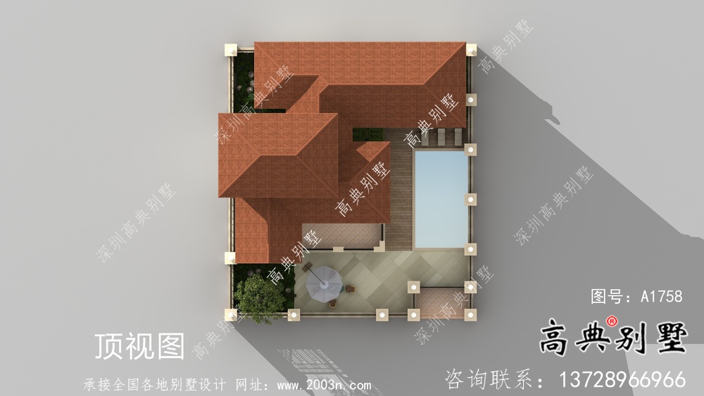 超豪華三層歐式別墅帶院子設計圖紙
