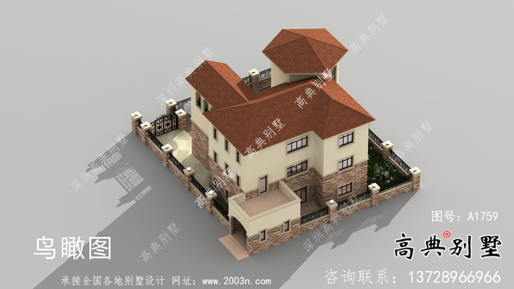 歐式三層大氣經(jīng)典別墅帶院子設(shè)計圖紙