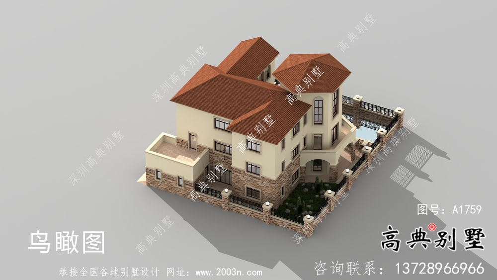 歐式三層大氣經(jīng)典別墅帶院子設(shè)計圖紙