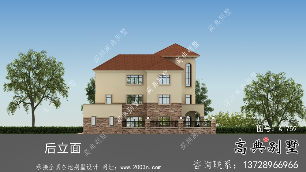 歐式三層大氣經(jīng)典別墅帶院子設(shè)計圖紙