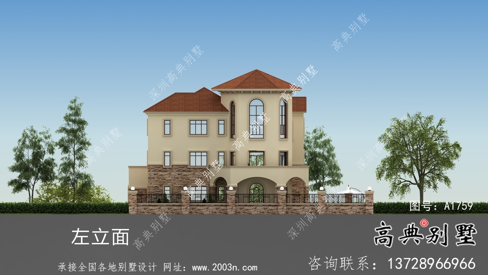 歐式三層大氣經(jīng)典別墅帶院子設(shè)計圖紙