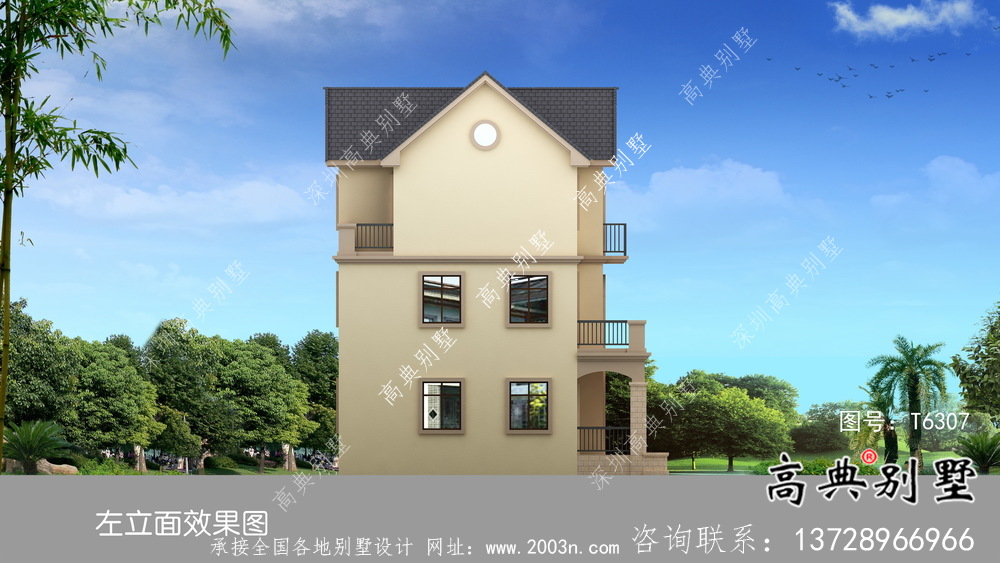 復(fù)式雙拼三層簡約農(nóng)村別墅設(shè)計(jì)效果圖