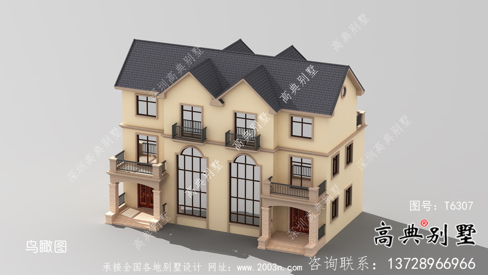 復(fù)式雙拼三層簡約農(nóng)村別墅設(shè)計(jì)效果圖