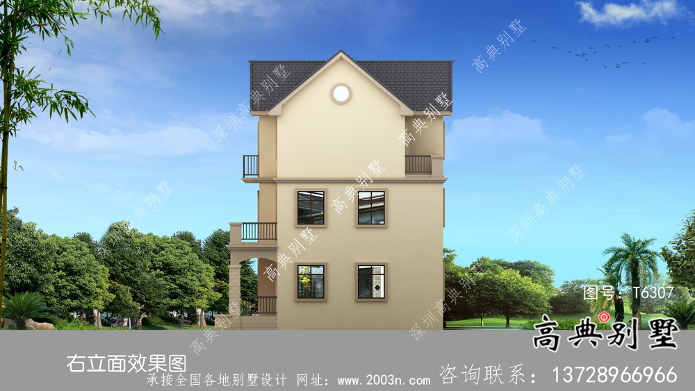 復(fù)式雙拼三層簡約農(nóng)村別墅設(shè)計(jì)效果圖