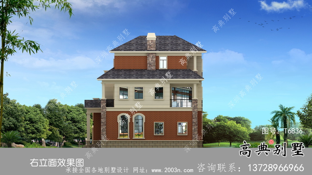 農村三層田園風別墅設計效果圖大全