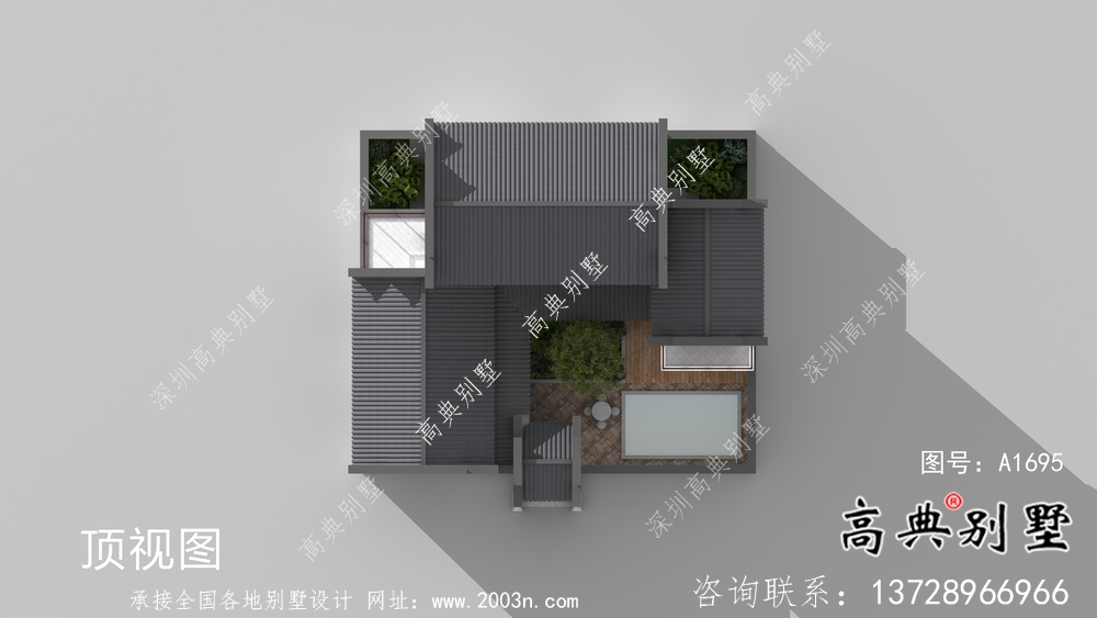 帶前后院經濟型農村三層徽派別墅設計圖