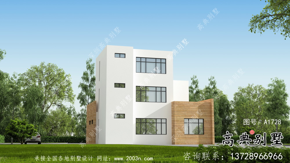 農村氣派玲瓏現代風格平屋頂別墅設計圖