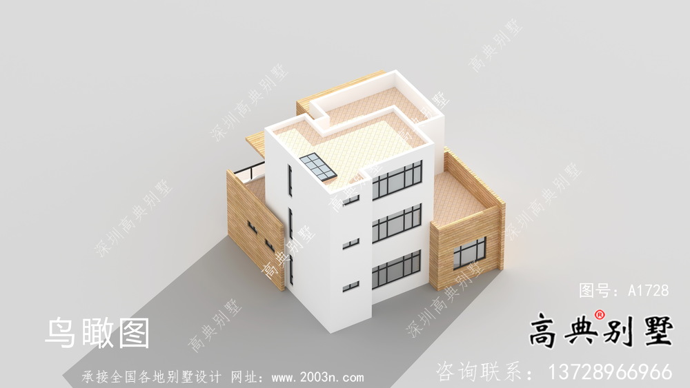 農村氣派玲瓏現代風格平屋頂別墅設計圖