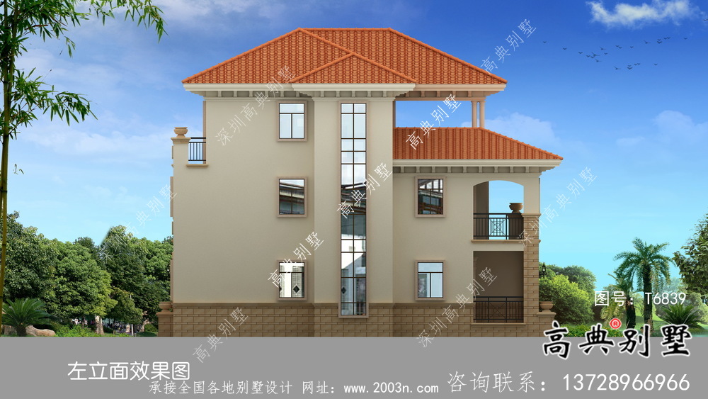 歐式三層帶陽(yáng)臺(tái)車(chē)庫(kù)別墅外觀(guān)效果圖大全