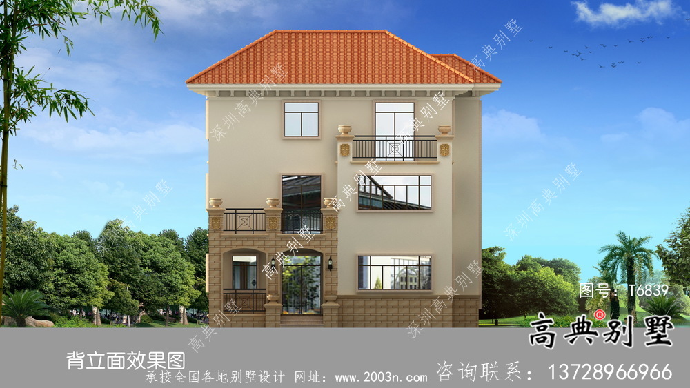 歐式三層帶陽(yáng)臺(tái)車(chē)庫(kù)別墅外觀(guān)效果圖大全