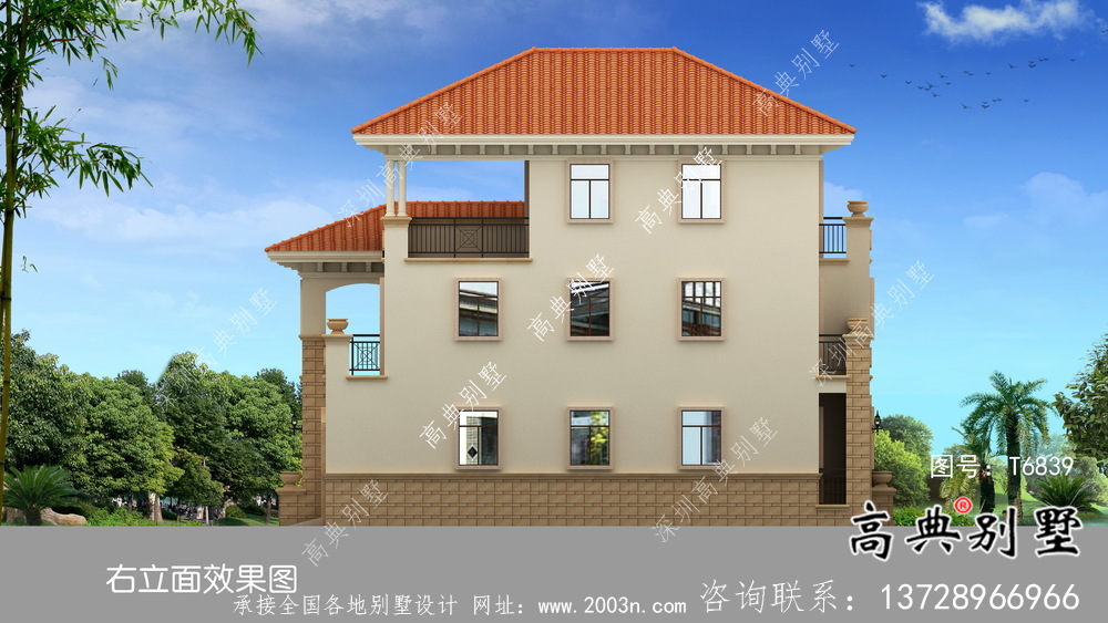 歐式三層帶陽(yáng)臺(tái)車(chē)庫(kù)別墅外觀(guān)效果圖大全