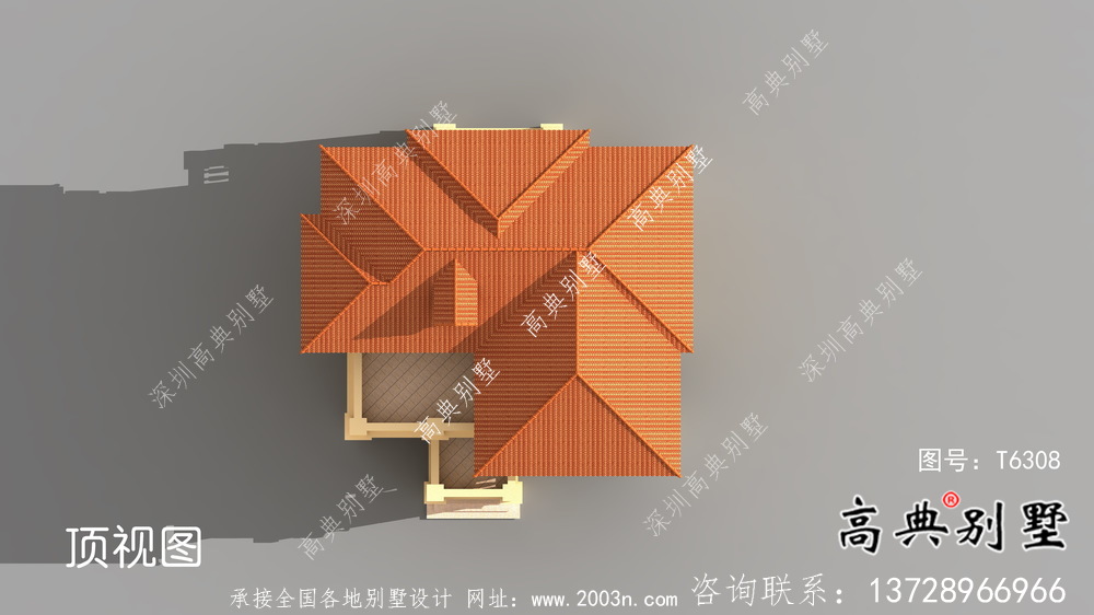 歐式古典帶陽臺三層別墅建筑圖