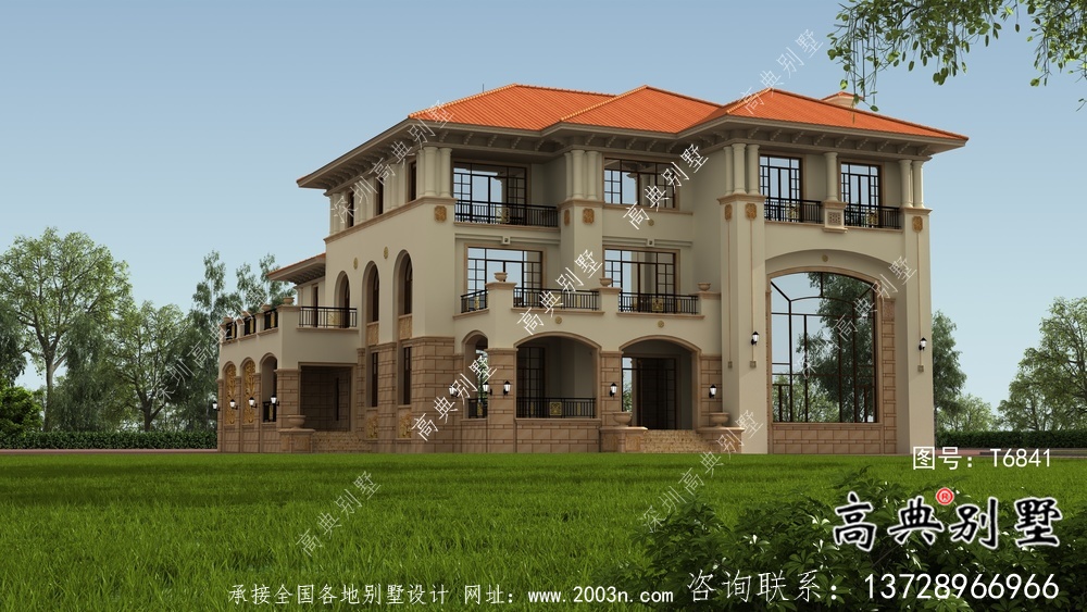 三層意大利風格農村住宅建筑設計詳圖