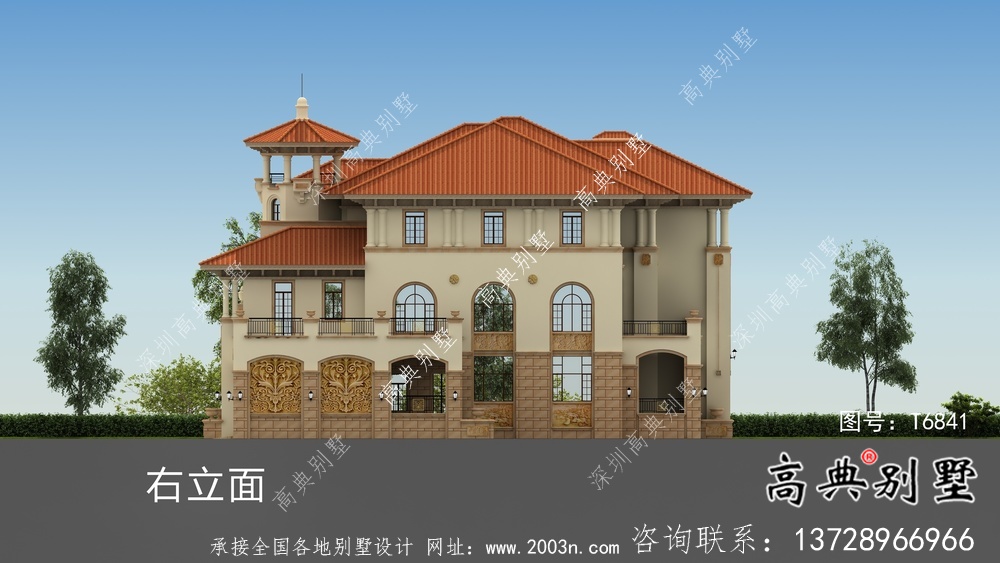 三層意大利風格農村住宅建筑設計詳圖