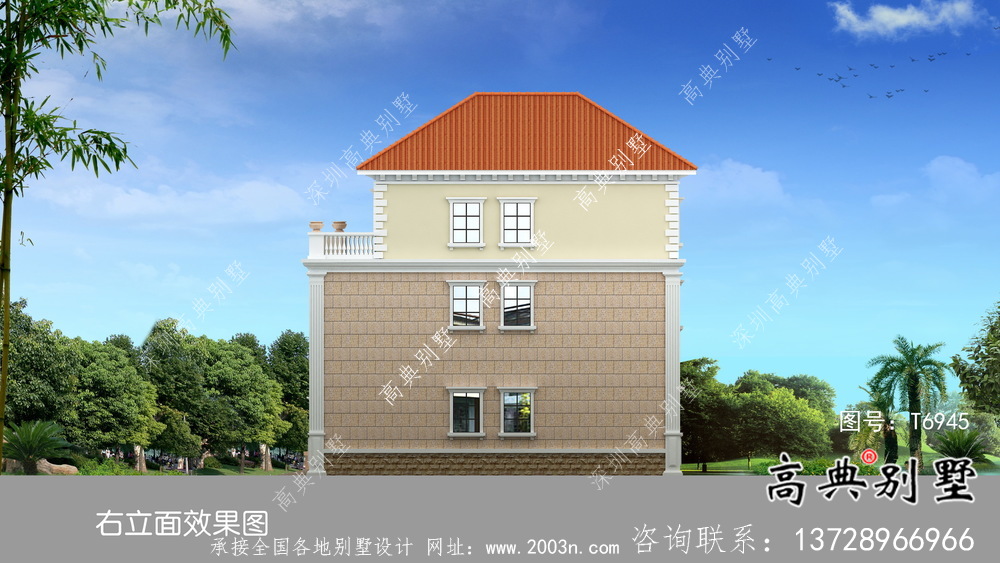 歐式三層帶車庫復式別墅設計圖紙