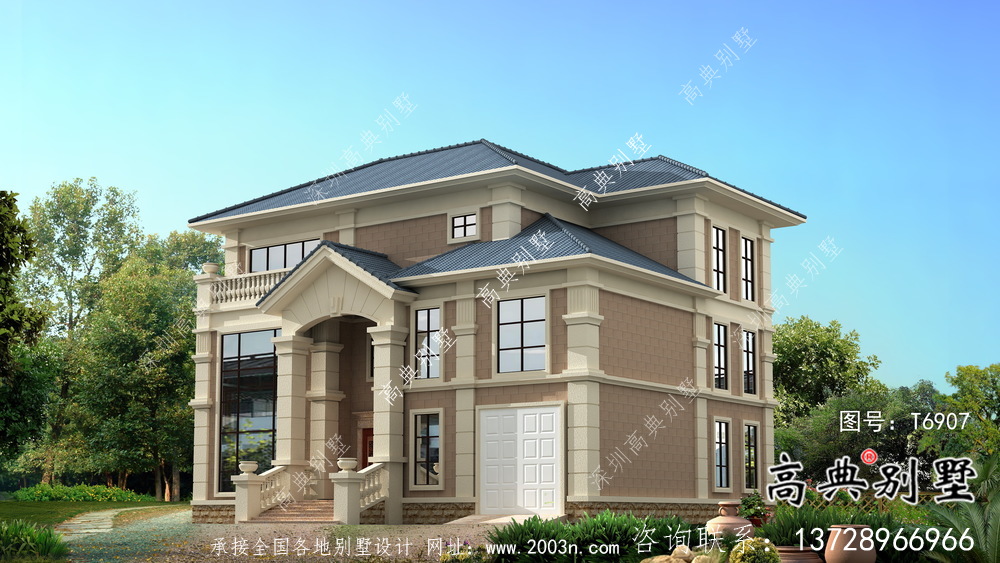 法式風格二層農村住宅樓建筑圖（帶結構圖）