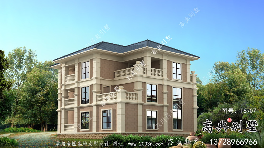 法式風格二層農村住宅樓建筑圖（帶結構圖）