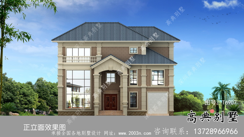 法式風格二層農村住宅樓建筑圖（帶結構圖）