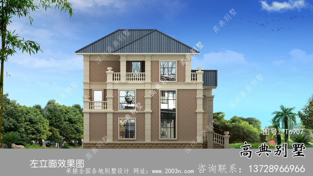 法式風格二層農村住宅樓建筑圖（帶結構圖）