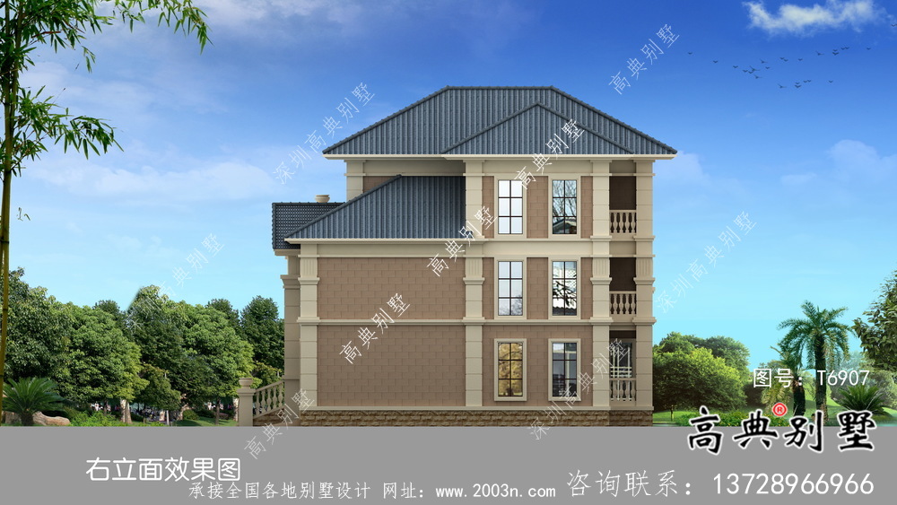 法式風格二層農村住宅樓建筑圖（帶結構圖）