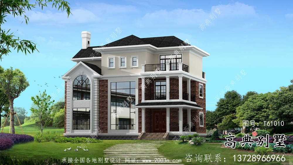 鄉(xiāng)村三層簡(jiǎn)歐風(fēng)格外觀設(shè)計(jì)圖及施工圖