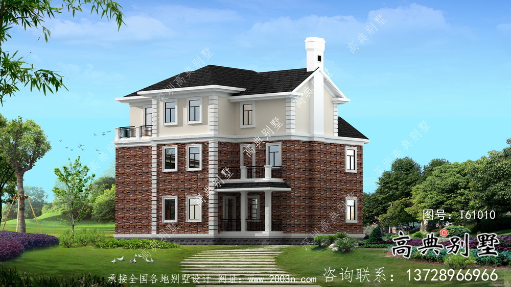 鄉(xiāng)村三層簡(jiǎn)歐風(fēng)格外觀設(shè)計(jì)圖及施工圖
