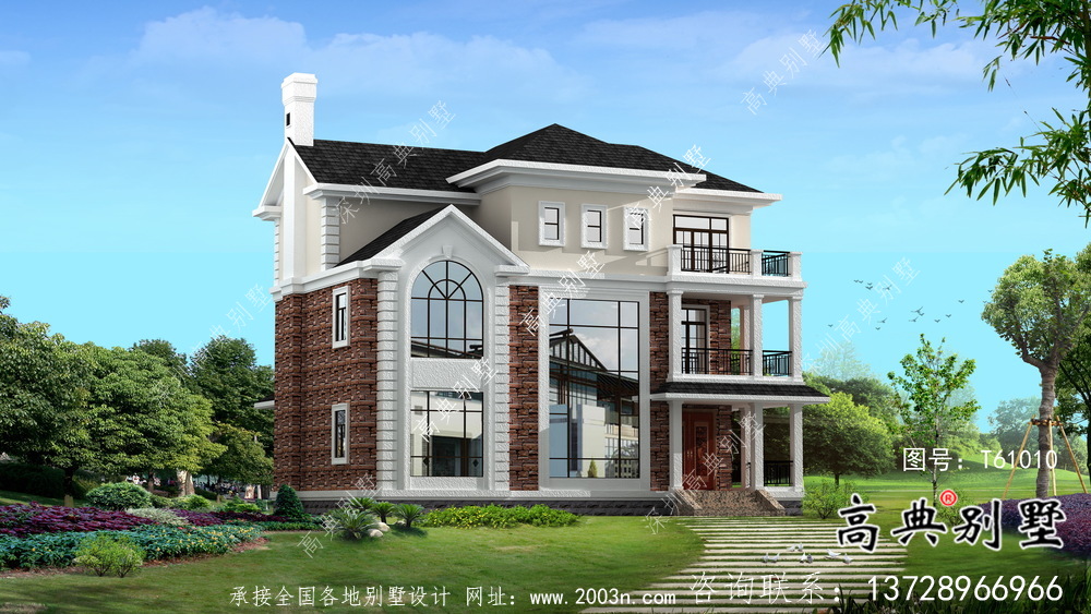 鄉(xiāng)村三層簡(jiǎn)歐風(fēng)格外觀設(shè)計(jì)圖及施工圖