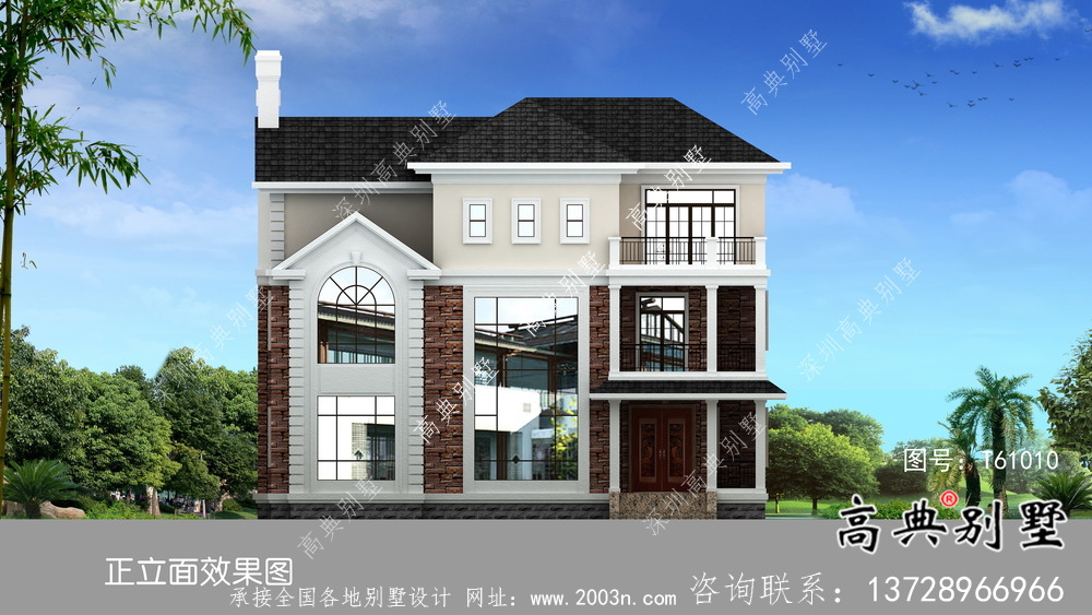 鄉(xiāng)村三層簡(jiǎn)歐風(fēng)格外觀設(shè)計(jì)圖及施工圖