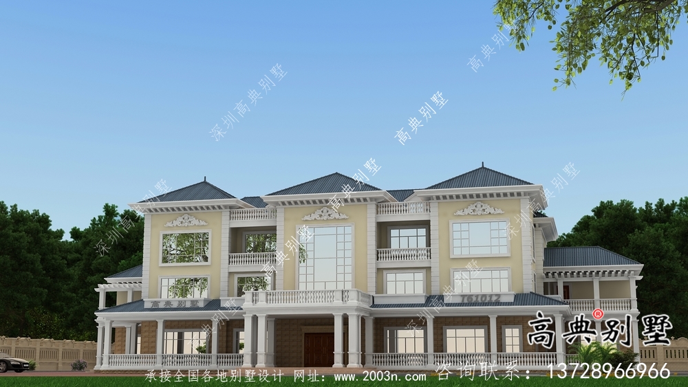 法式風格三層大戶型歐式別墅設計效果圖