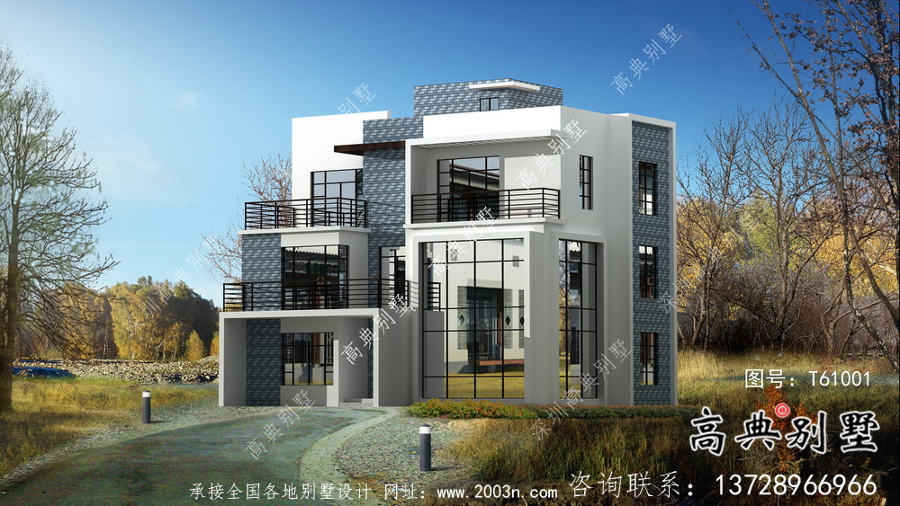 三層現代風格別墅建筑設計圖
