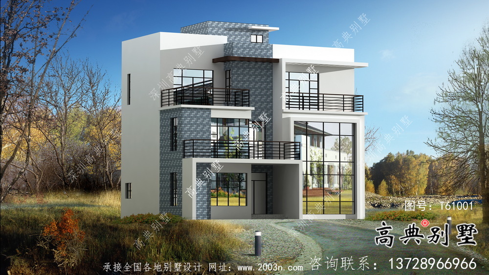 三層現代風格別墅建筑設計圖