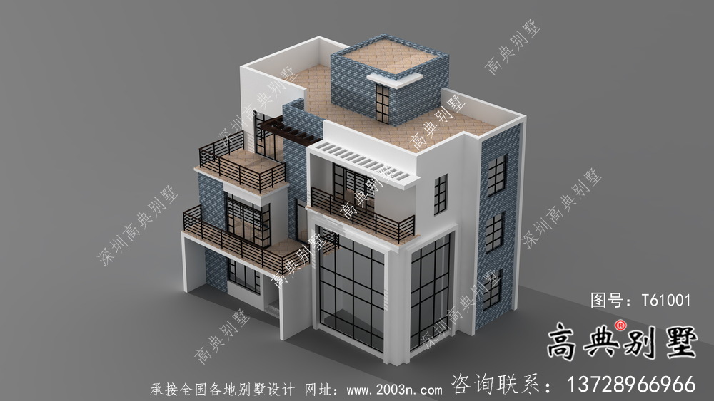 三層現代風格別墅建筑設計圖