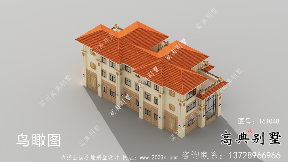 豪華三層歐式雙拼別墅設計圖紙及施工圖