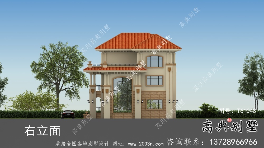豪華三層歐式雙拼別墅設計圖紙及施工圖
