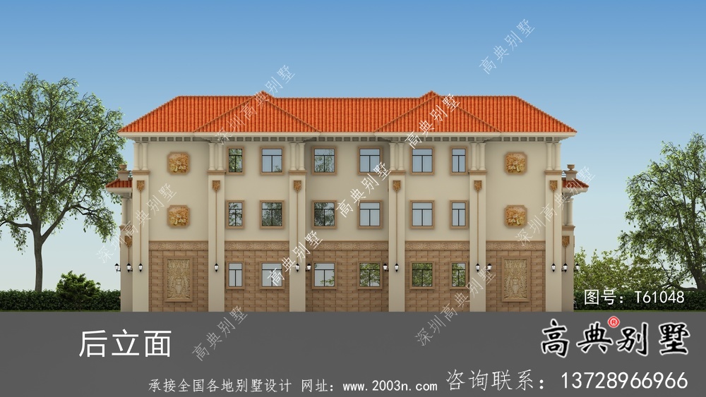 豪華三層歐式雙拼別墅設計圖紙及施工圖