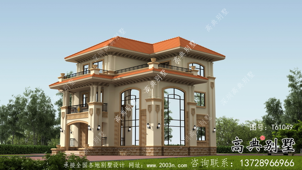 農(nóng)村歐式三層復(fù)式別墅設(shè)計(jì)圖紙及效果圖