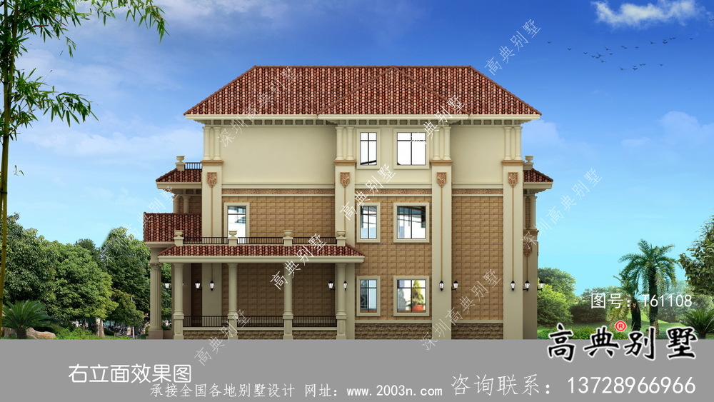 復式三層歐式別墅整套設計圖紙及施工圖