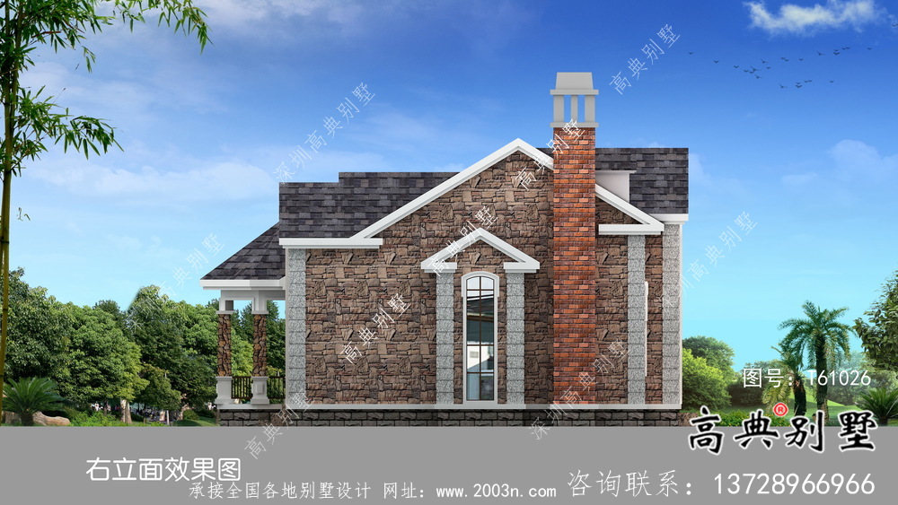 單層法式風(fēng)格別墅房子設(shè)計(jì)圖+效果圖