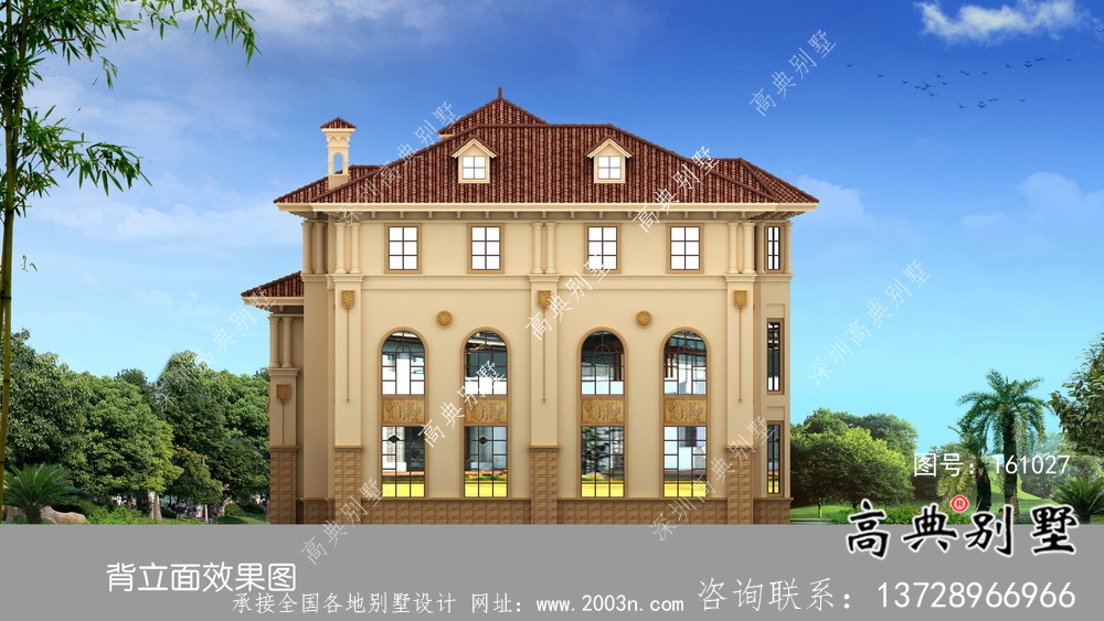 歐式意大利風格三層別墅設計圖+效果圖+結構