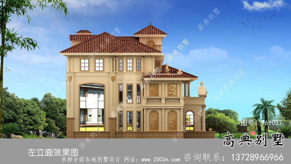 歐式意大利風格三層別墅設計圖+效果圖+結構