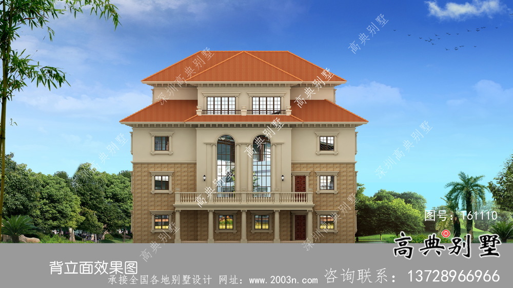 帶車庫復式三層歐式別墅設計效果圖
