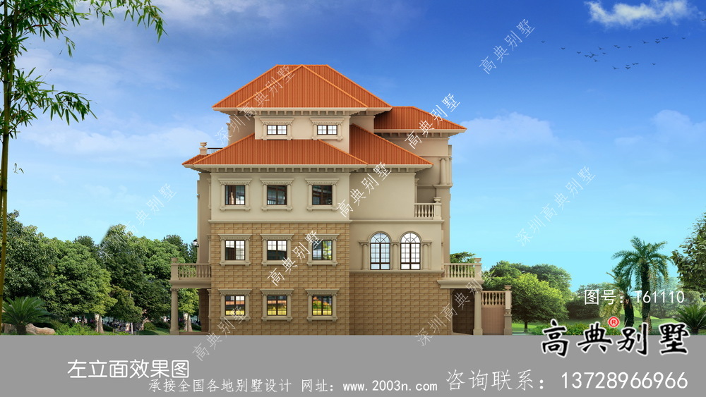 帶車庫復式三層歐式別墅設計效果圖