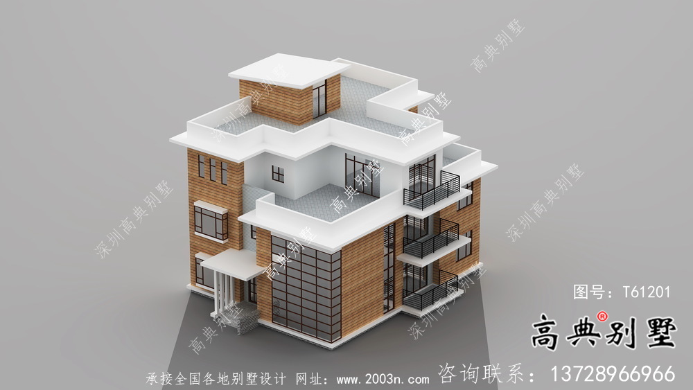 現代簡約四層別墅設計效果圖